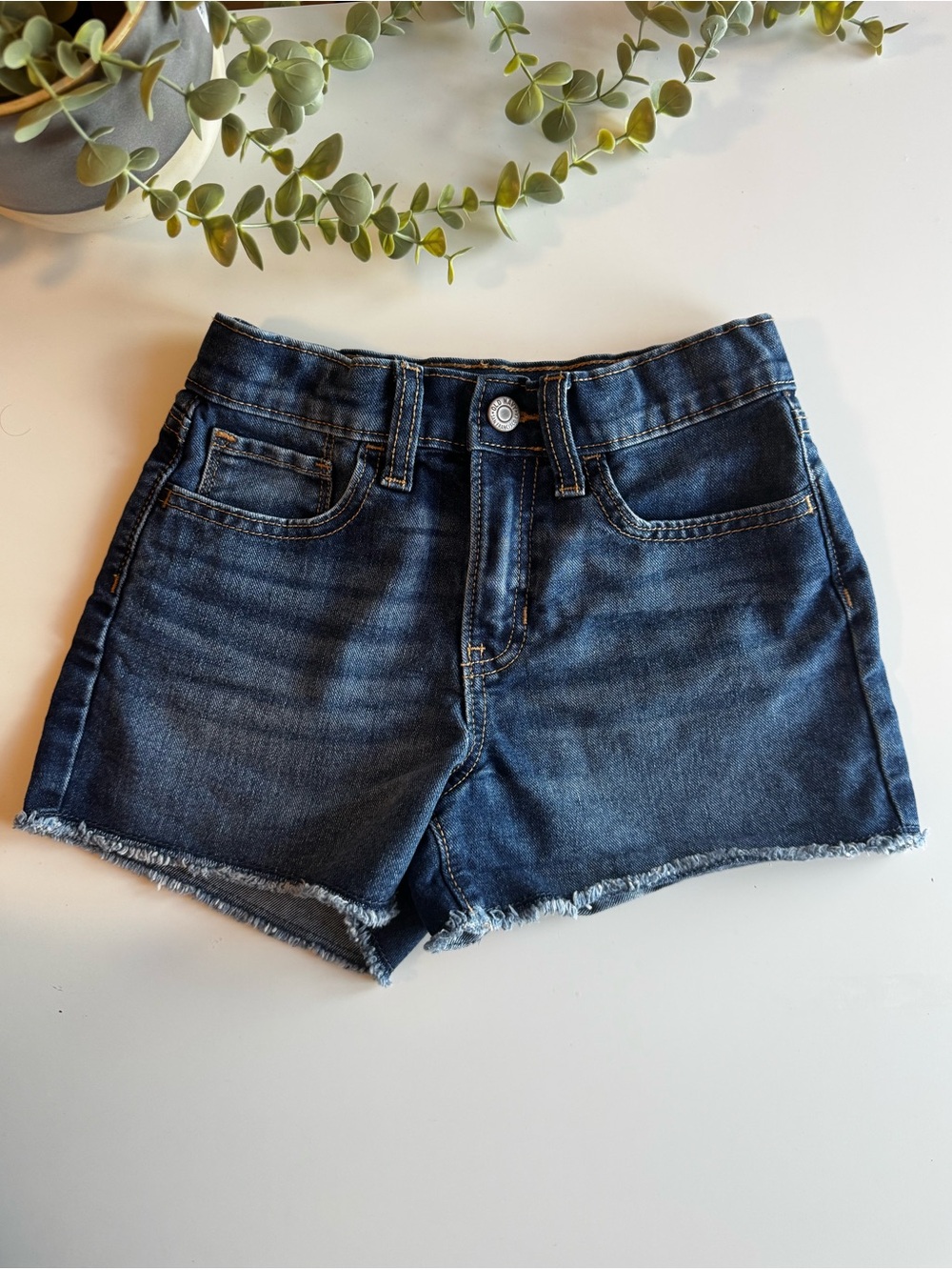 Old Navy High Rise Adjustable Waist Denim Shorts Girls Size 8